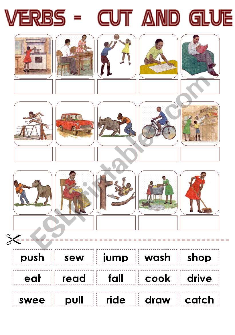 Simple Verbs - Cut and Glue - ESL worksheet by Ibod47 - Worksheets Library