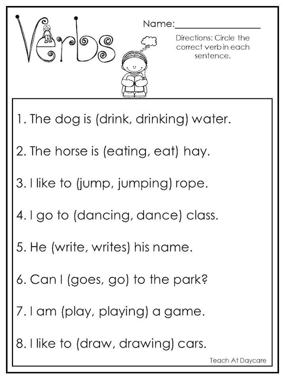 Free verbs worksheet for 2nd grade, Download Free verbs worksheet for ...