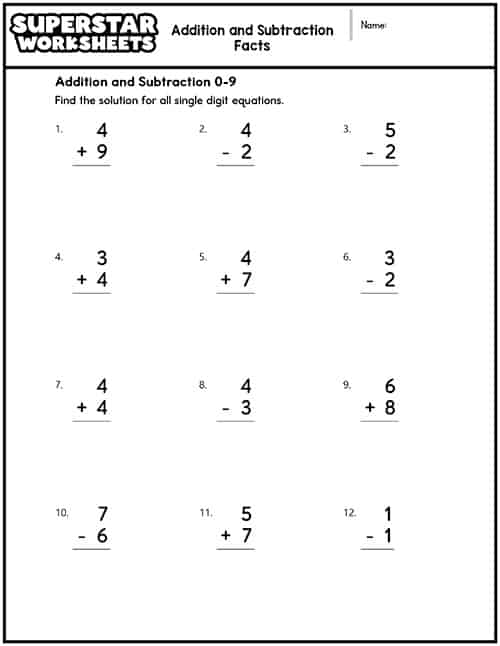 Addition and Subtraction Worksheets - Superstar Worksheets - Worksheets ...