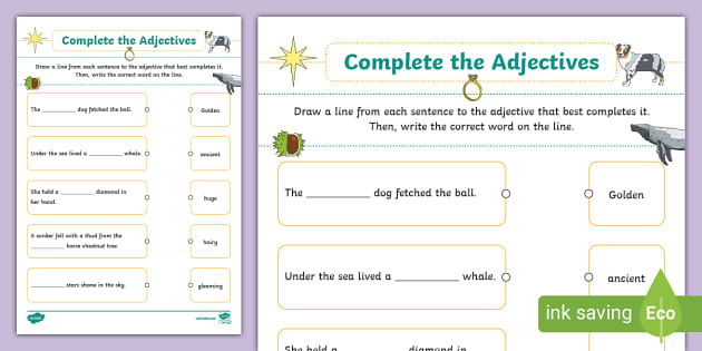 Missing Adjectives Worksheet (teacher made) - Twinkl - Worksheets Library