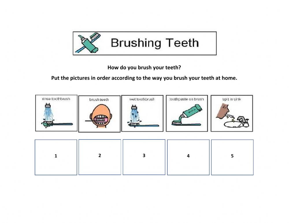 Brushing Teeth Sequencing Worksheets