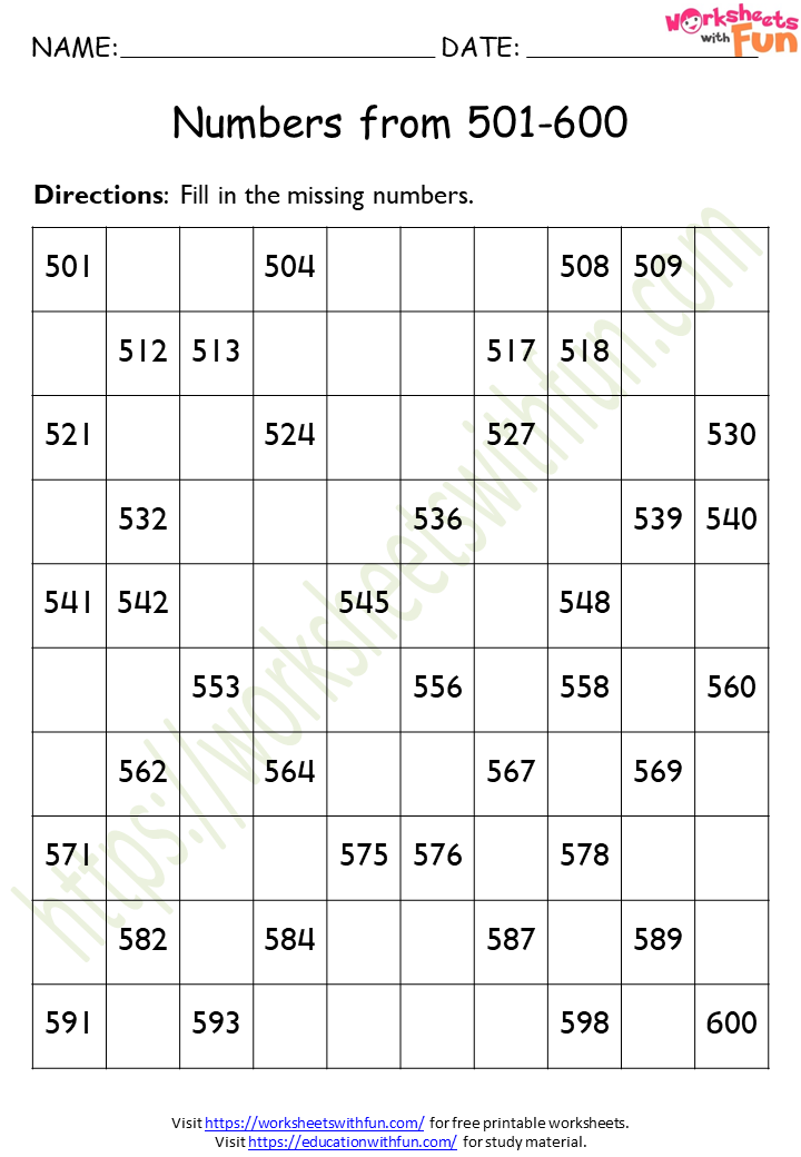 Topic: Counting/Missing Numbers | Maths - Class 1 | WWF