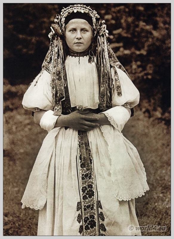 Bride from Bošáca Slovakia. Traditional wedding dress