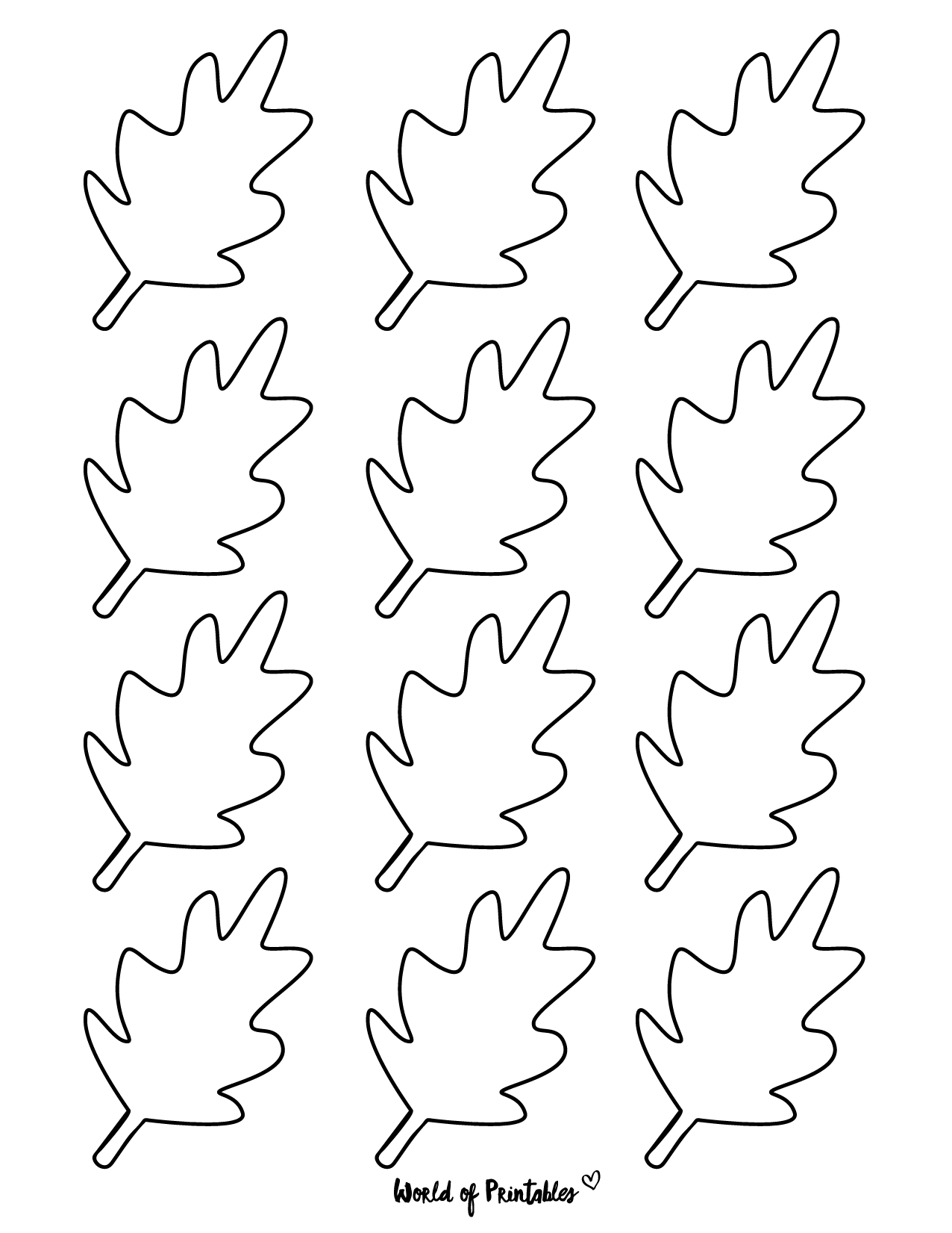 Oak Leaf Outline Printable