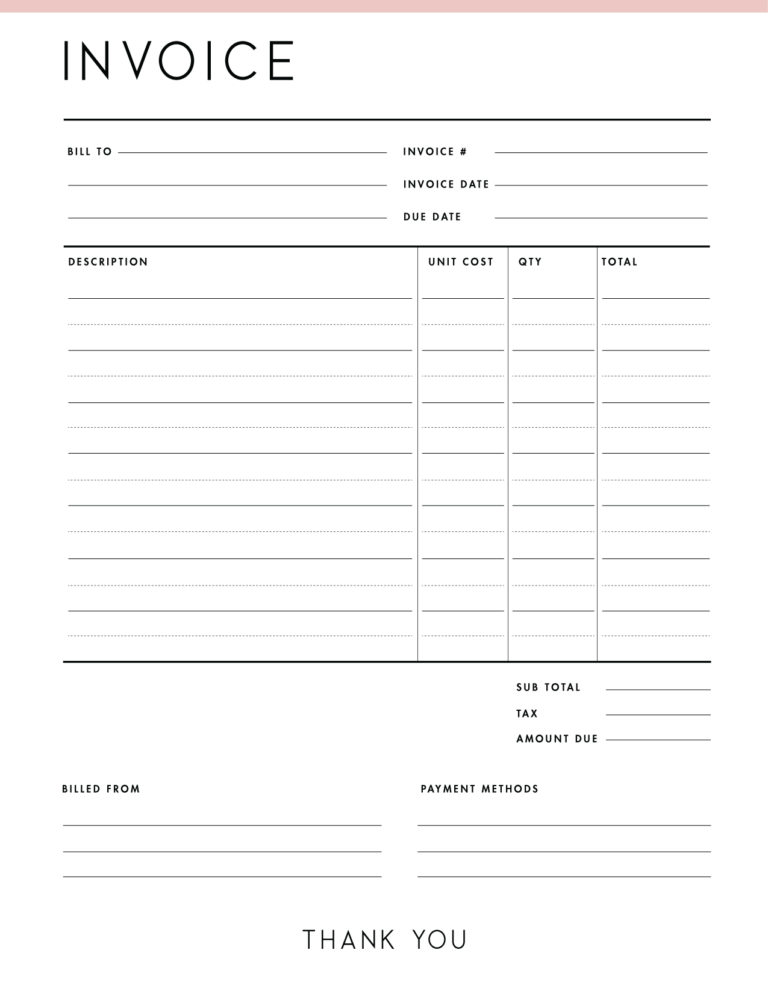 Free Invoice Templates PDF - World of Printables