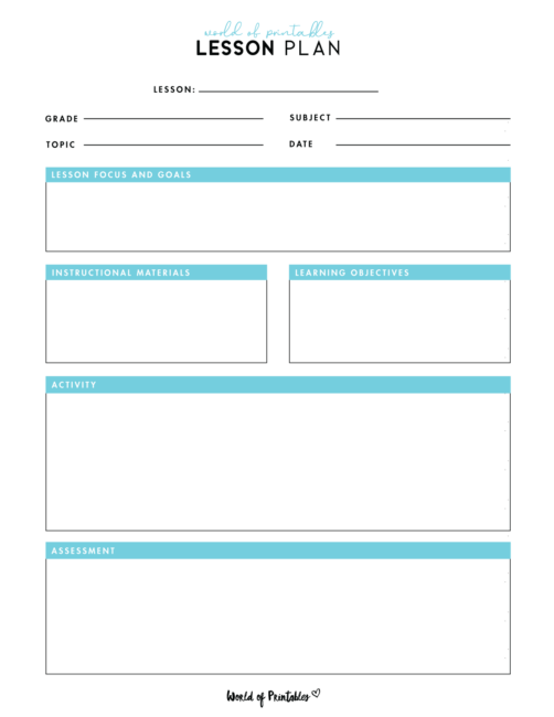 Lesson Plan Templates - World of Printables