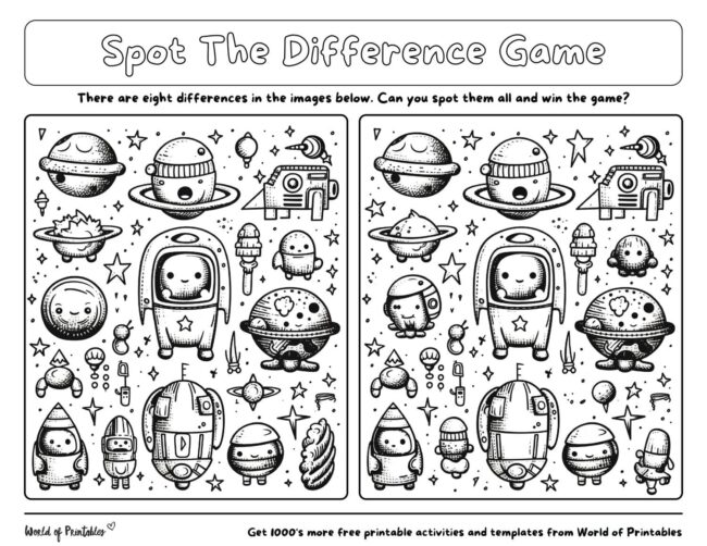 Spot The Difference - 100 Games To Print & Play! - World of Printables