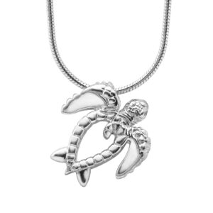 Unique Sterling Silver Honu Sea Turtle Pendant Necklace