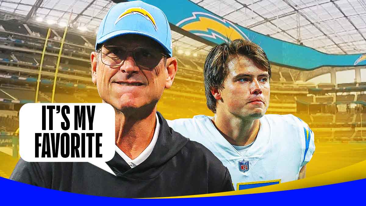 Chargers’ Jim Harbaugh opens up about Cameron Dicker’s wild free kick vs. Broncos