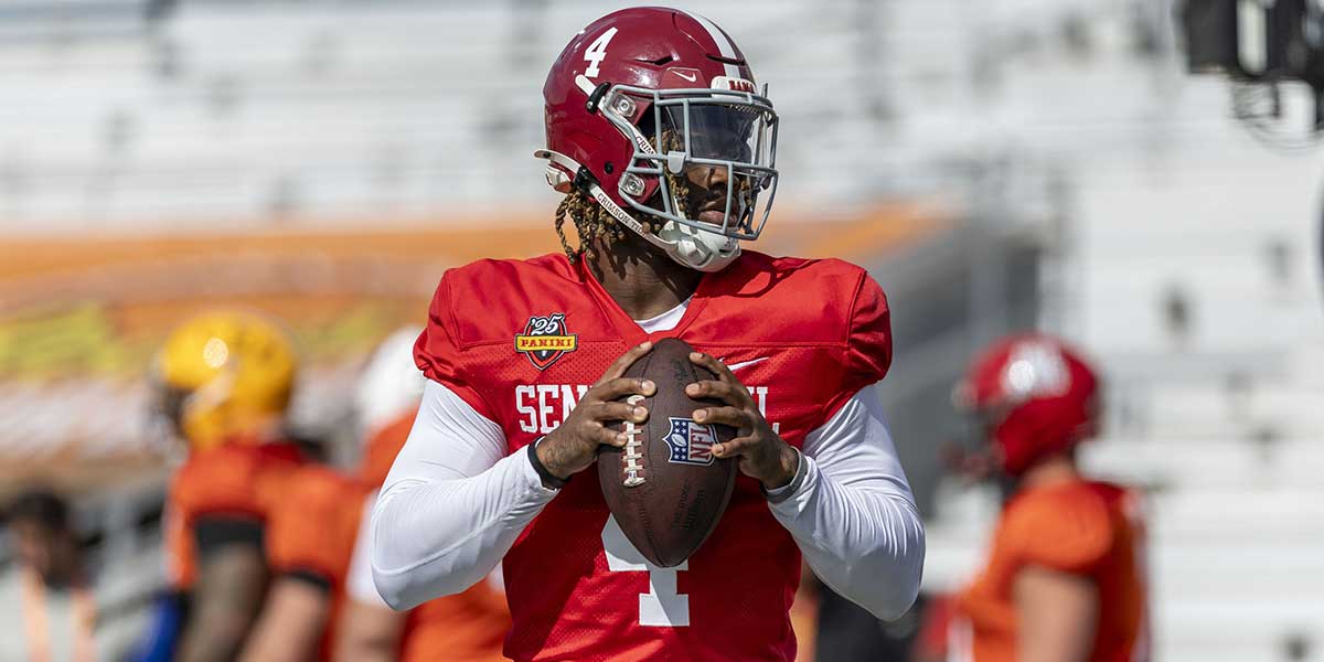 Alabama’s Jalen Milroe edged out Dillon Gabriel for fastest Senior Bowl throw