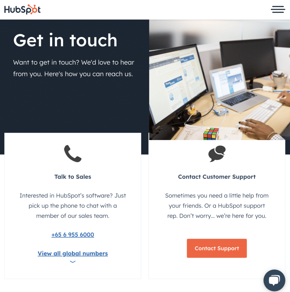HubSpot contact us