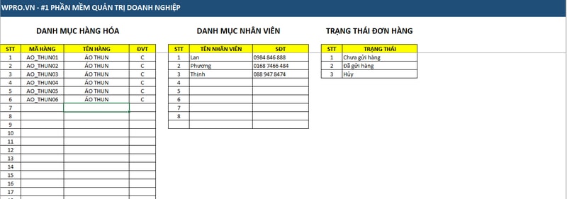 Mẫu File Excel Quản Lý Đơn Đặt Hàng - Miễn Phí - Wpro - Phần Mềm Quản Lý  Bán Hàng, Kho, Công Nợ, Lãi Lỗ, Nhân Viên, ... Phần Mềm Quản Lý