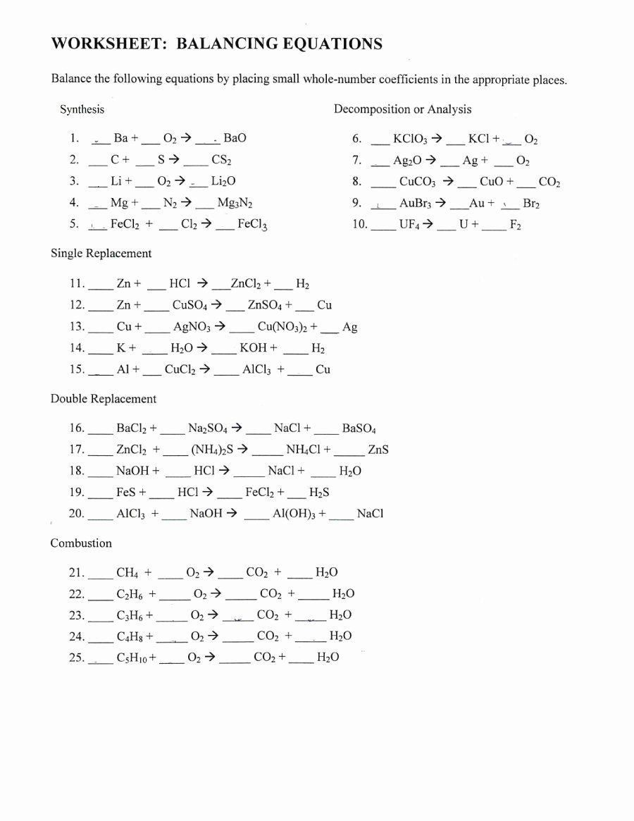 Counting Atoms And Writing Chemical Equations Worksheet Answer Key ...