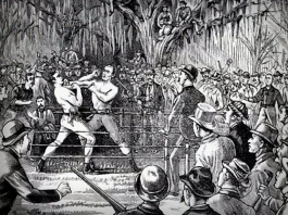 Prize-fighter Yankee Sullivan bested Bob Caunt near Harpers Ferry, West Virginia.