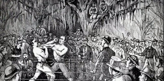 Prize-fighter Yankee Sullivan bested Bob Caunt near Harpers Ferry, West Virginia.