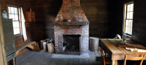 Photo of the fireplace in Booker T. Washington's boyhood home