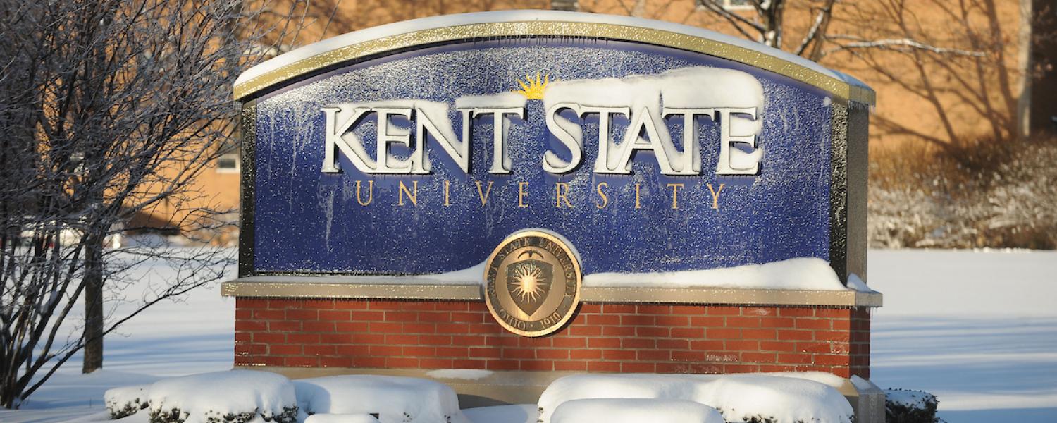 Kent State campus in winter