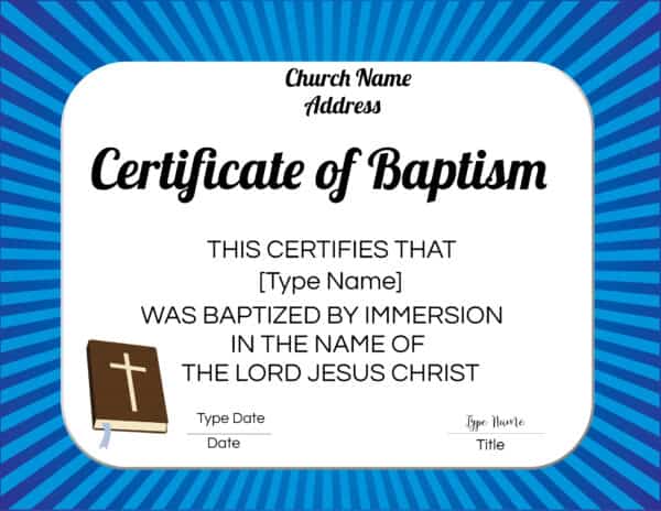 FREE Baptism Certificate Templates | Customize Online | No Watermark