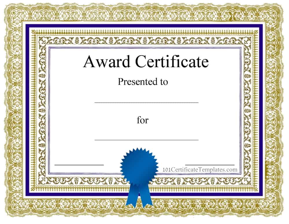 Blank Award Certificates Printable