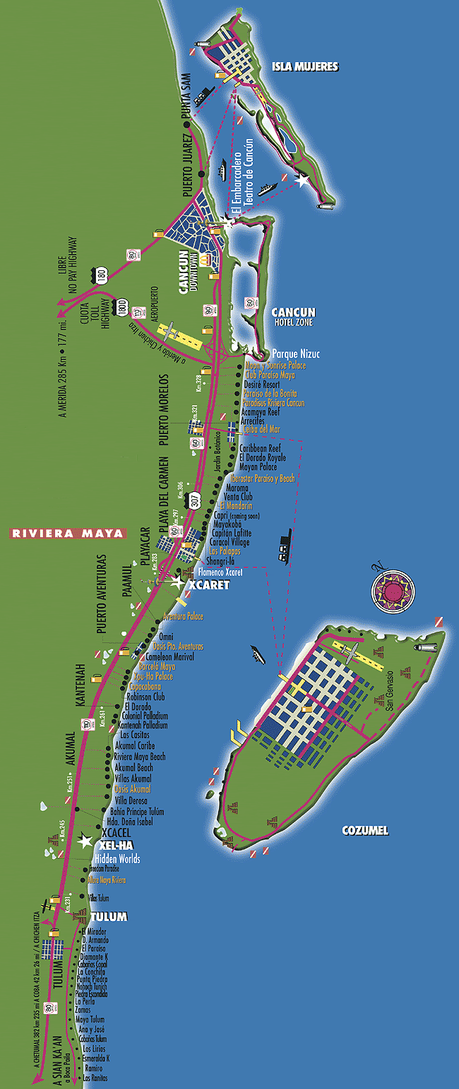 Costa Riviera Maya Mexico Map