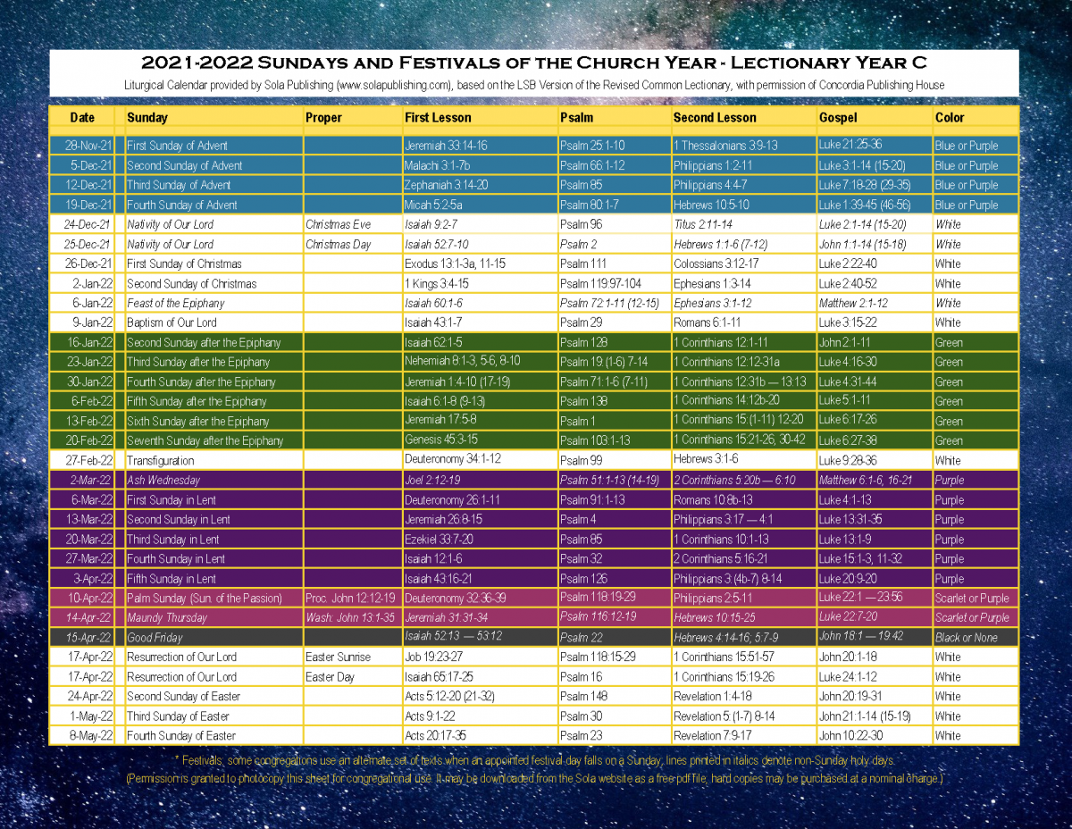 Lectionary 2024 Joint Liturgical Calendar Goldy Karissa