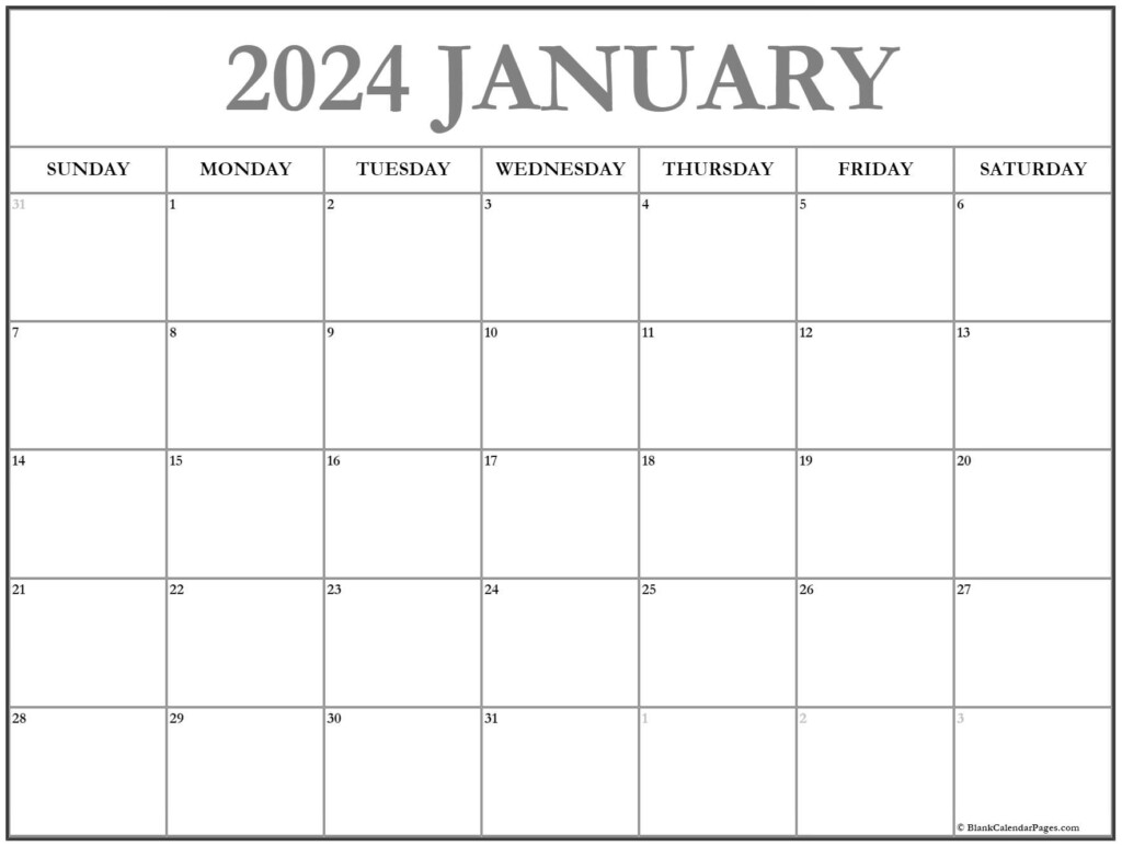 Blank January 2024 Calendar Printable