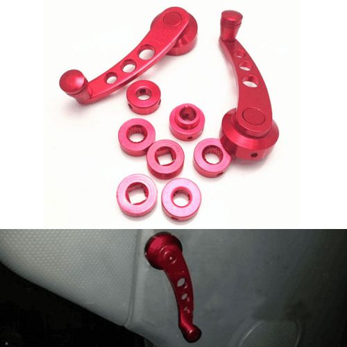 2x universal red aluminium car suv window winders glass door cranks handles l/r