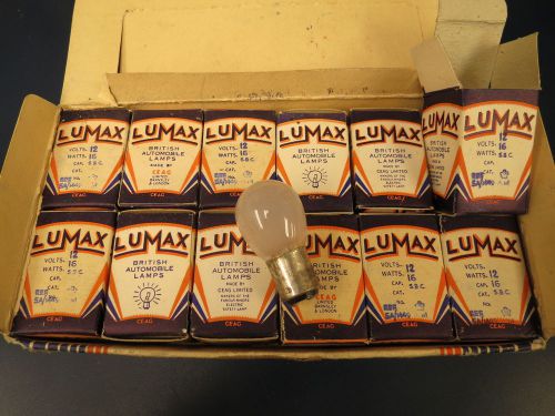 12 vintage lumax british caeg automobile spitfire motor lamp bulbs 12-14v 16w