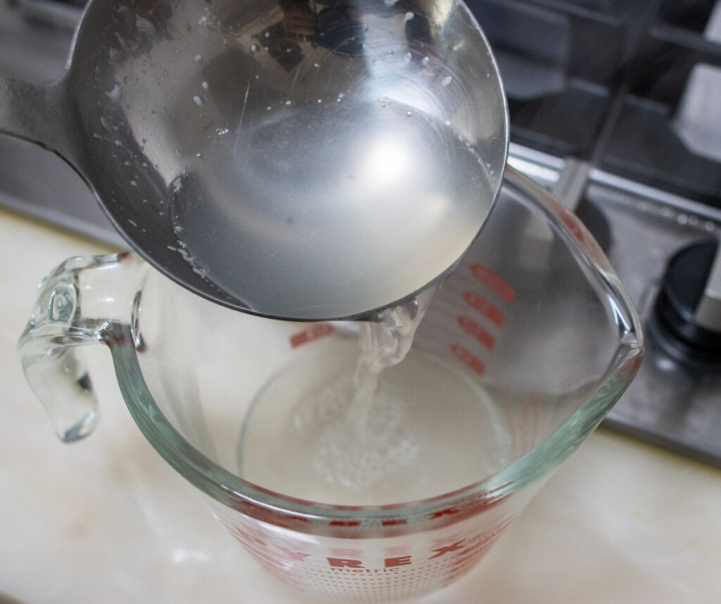 Reserving Pasta Water in a Measuring Cup