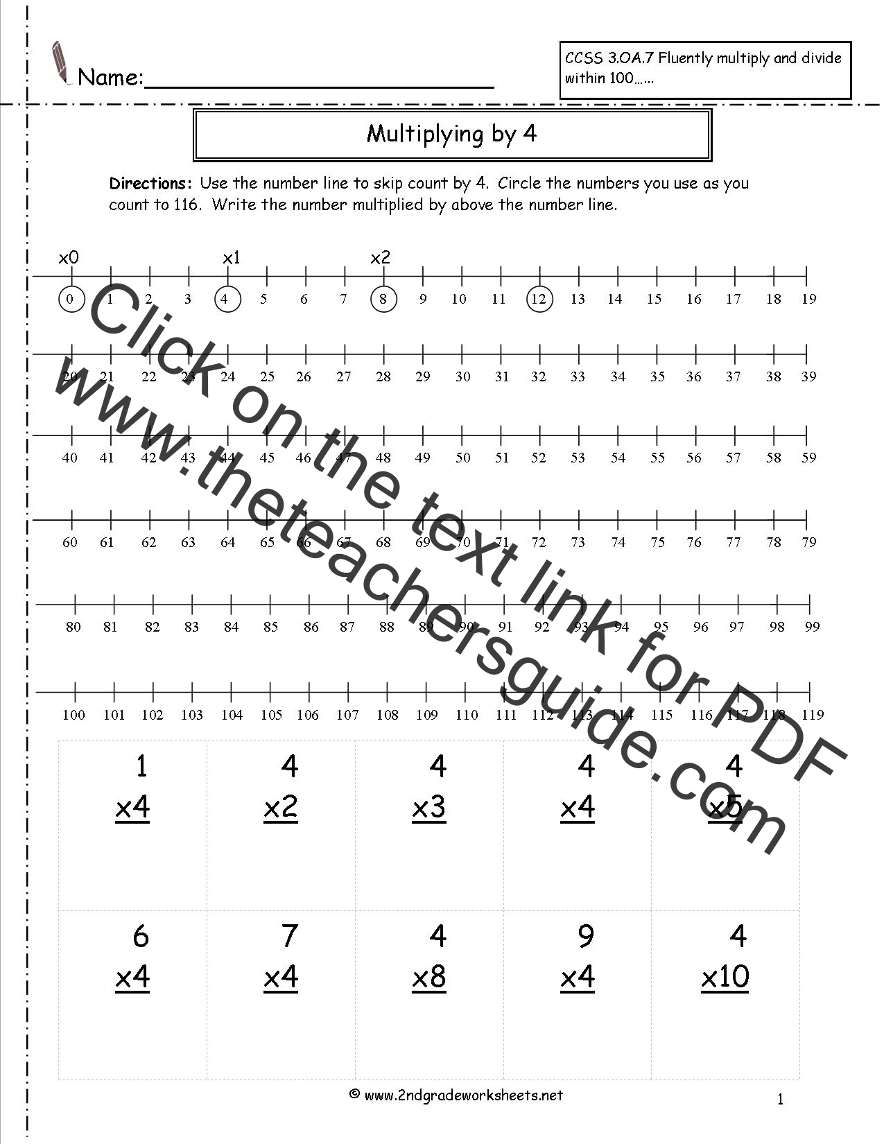 Whole Number Multiplication Worksheet