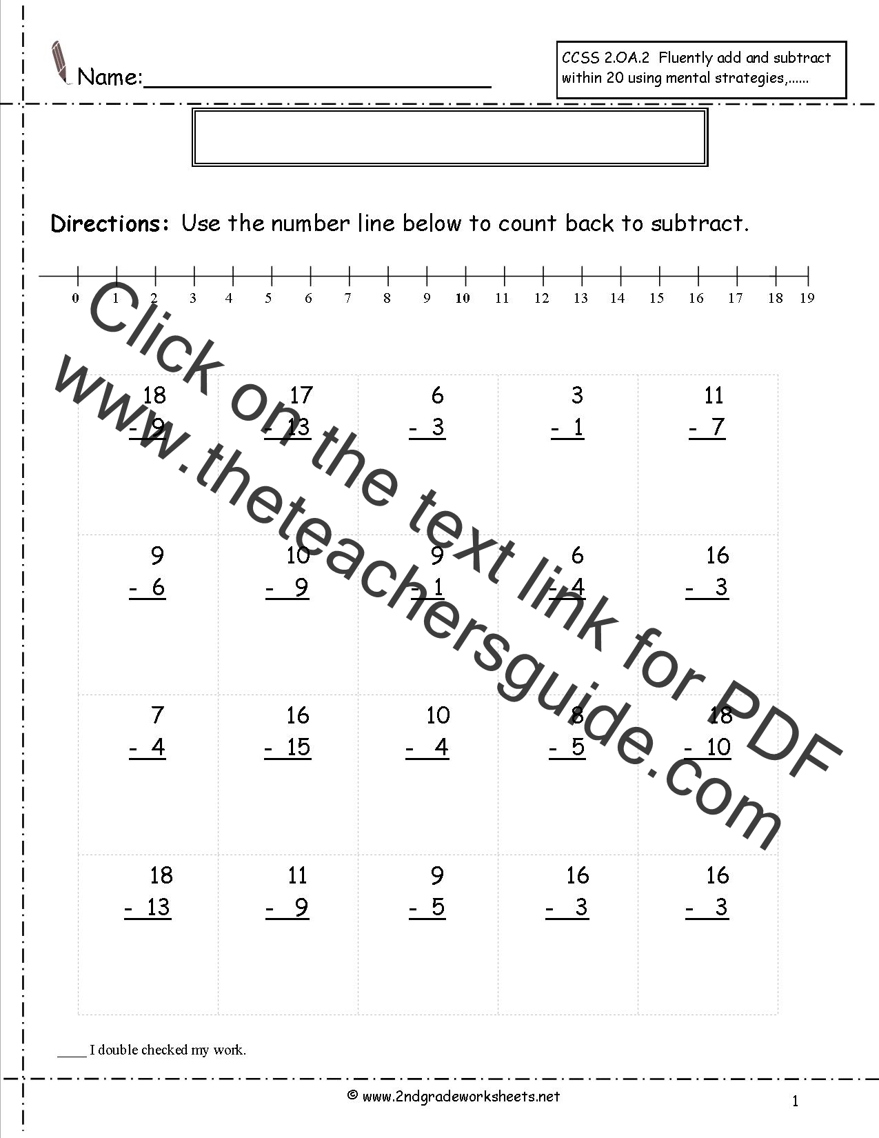 Single Digit Subtraction Fluency Worksheets