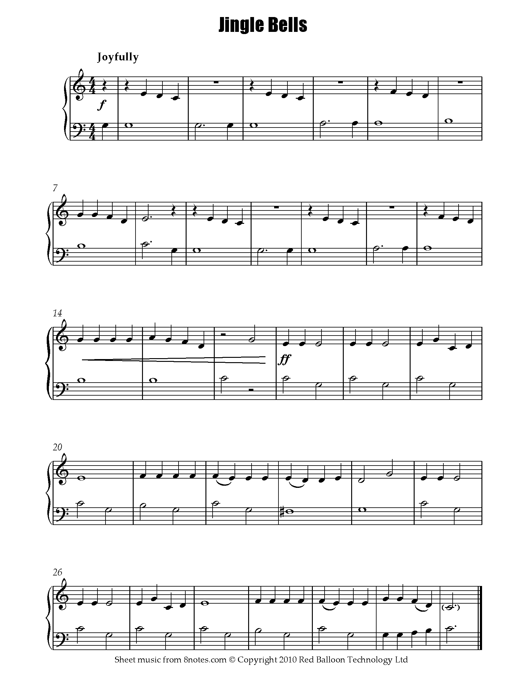 Jingle Bells Sheet Music Easy