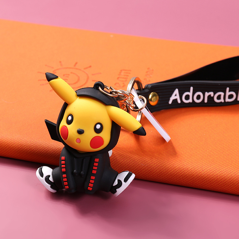 (Black) Pikachu Key Ring Aimal Shape Key Chain Beautiful Gift