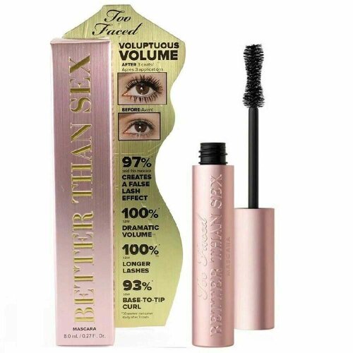 Better Than Sex Mascara Volumising Thickening Lash Eyelash Too Faced Cosmetics Lengthening Formula for Mega Long Lashes Creates Natural-Looking Long and Defined Lashes for Women Black