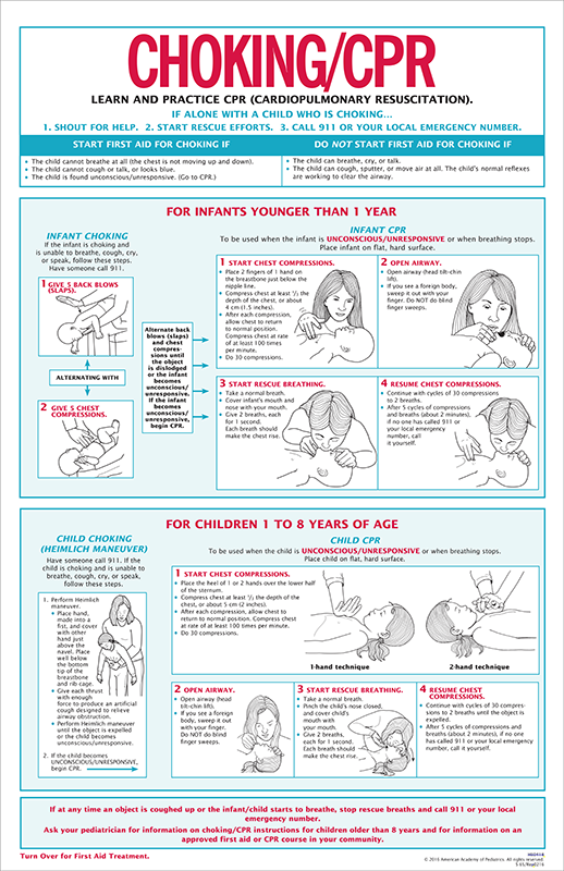 3-in-1 First Aid, Choking, CPR Chart - 100/pk | shopAAP