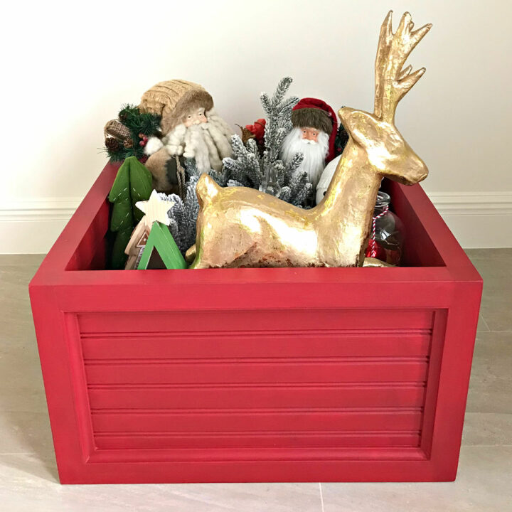 Build this easy DIY Christmas Tree Box Stand. Looks fantastic under your tree and stores your ornaments when you're ready to pack the tree away. DIY Christmas Woodworking Build Plan.