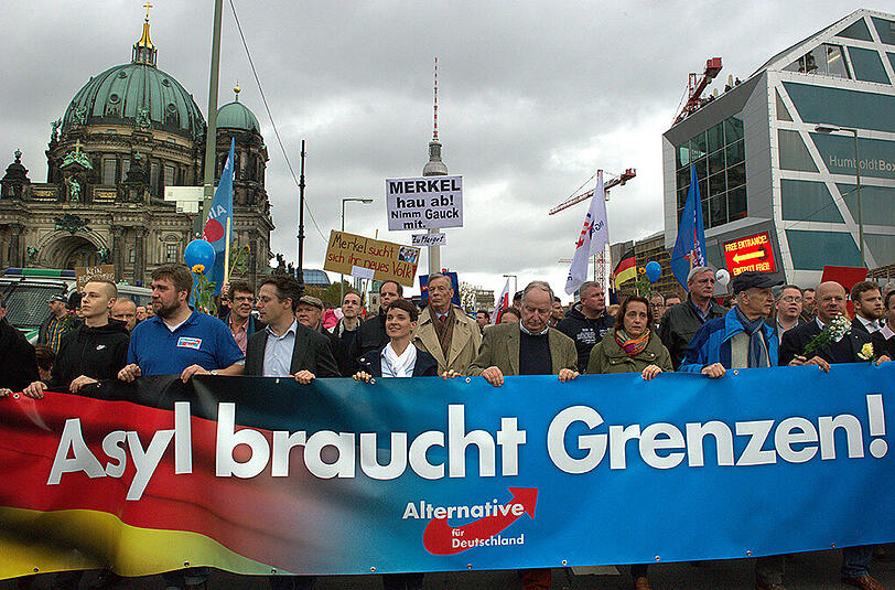 Teilnehmer der AfD-Demonstration am 07.11.2015 in Berlin.