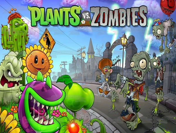 Plants Vs Zombies Popcap Sunflower and Chomper Edible Cake Topper Imag ...