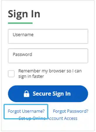 Forgot username page