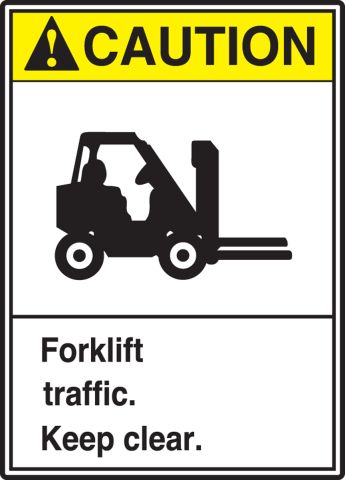 Forklift Traffic Keep Clear ANSI Caution Safety Sign MRHR600