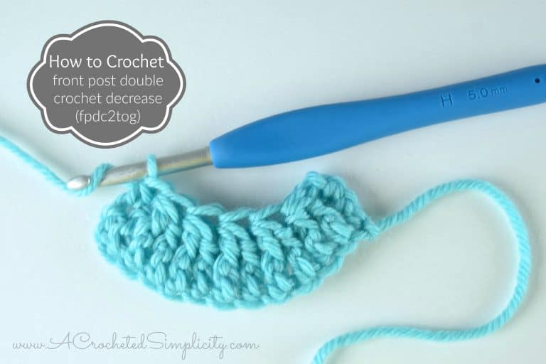 How to Crochet - Front Post Double Crochet Decrease (fpdc2tog) photo & video tutorial by A Crocheted Simplicity