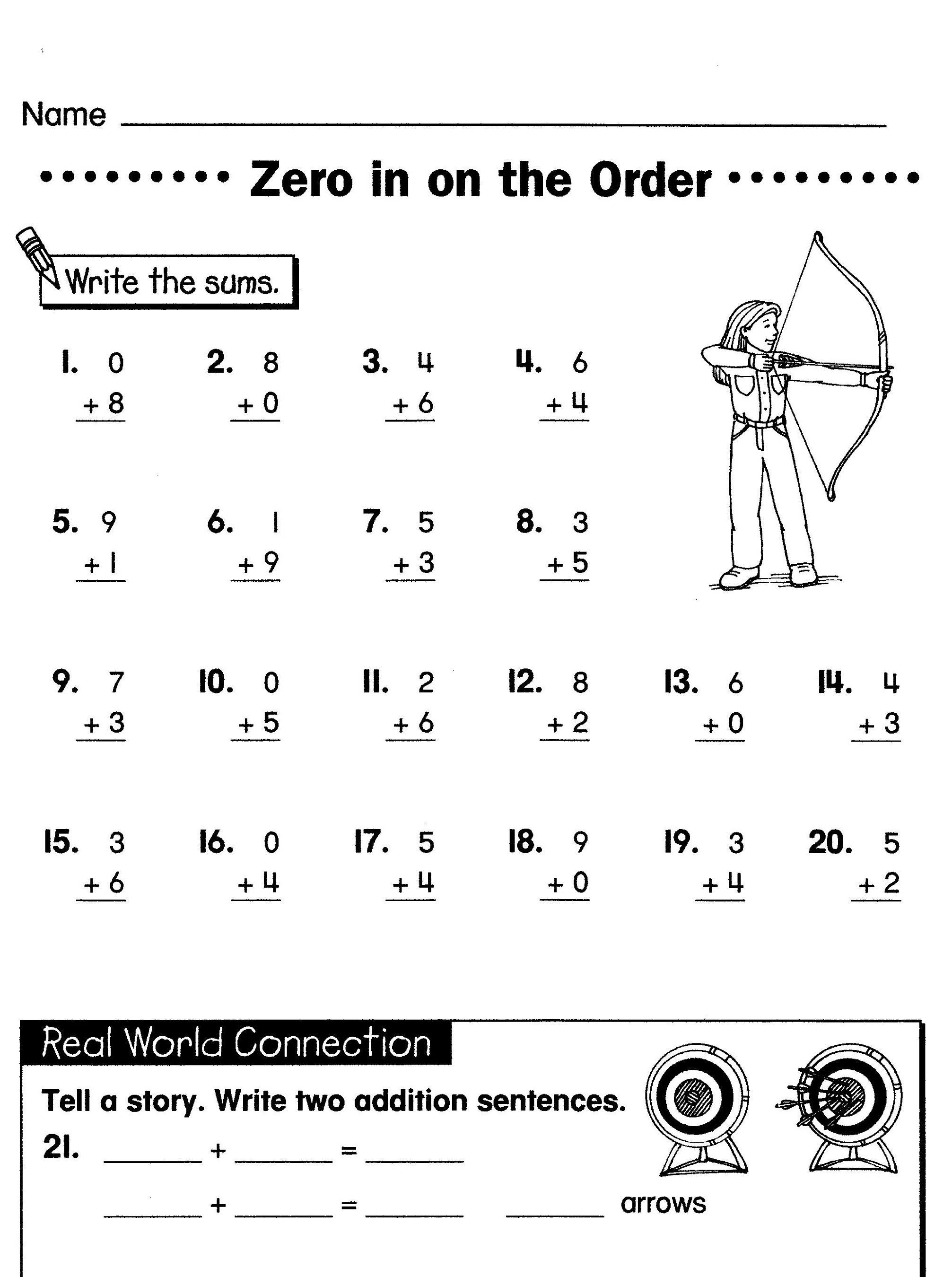 1st Grade Printable Math Worksheet