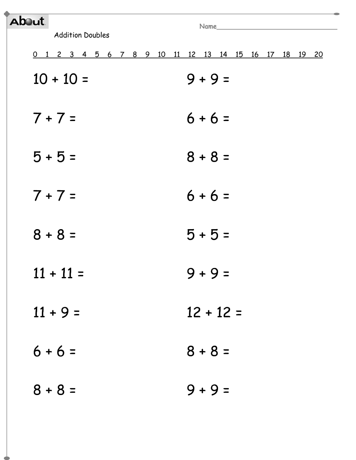 Math Worksheets Grade 1