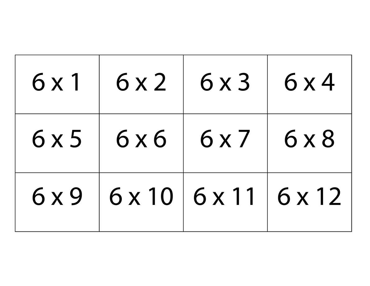 6 times table chart simple