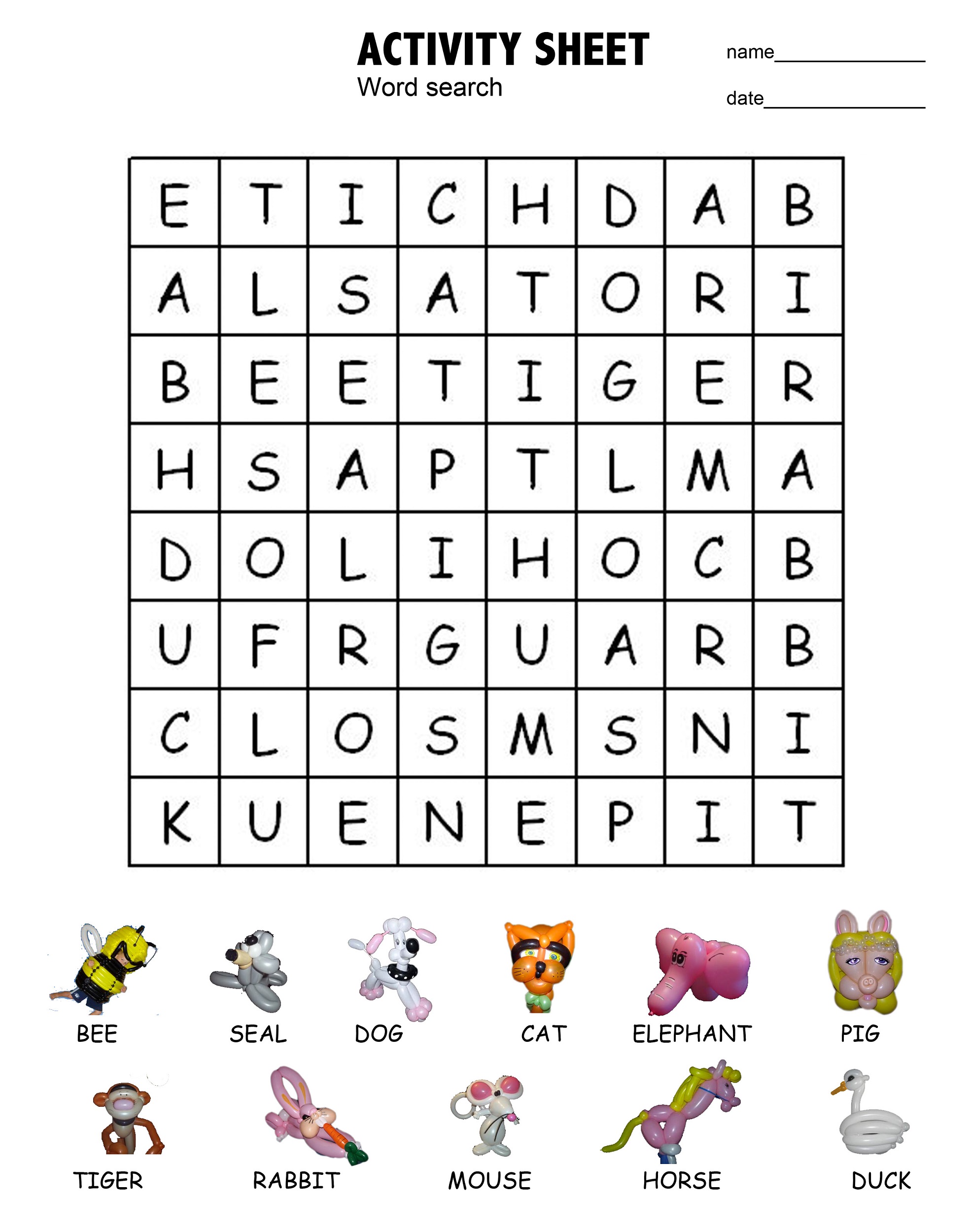 Simple Word Searches Printable