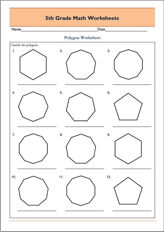 Activity Sheets About Polygons Grade 5