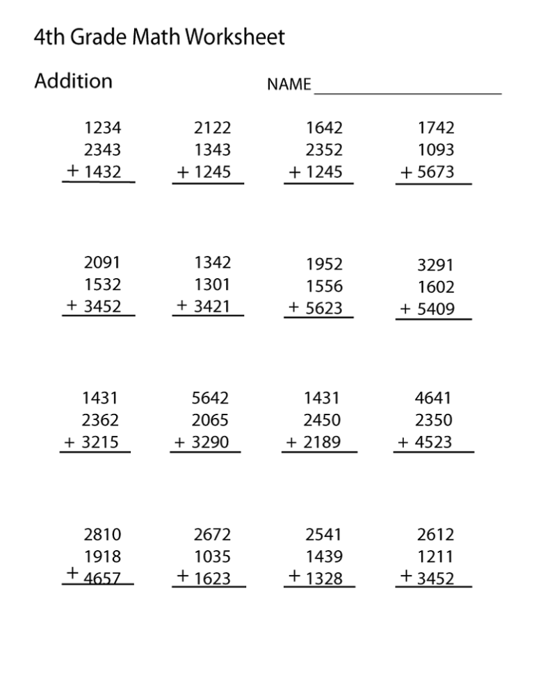 Math Worksheets for Grade 4 | Activity Shelter