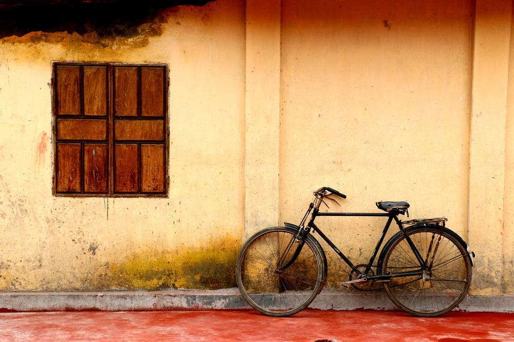 Asymmetrical Balance in Photo of Bicycle and Window