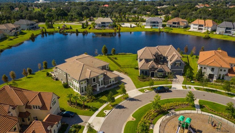 Aerial drone image of luxury real estate drone photography