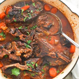 Braised Beef Neck Bones in a Pan